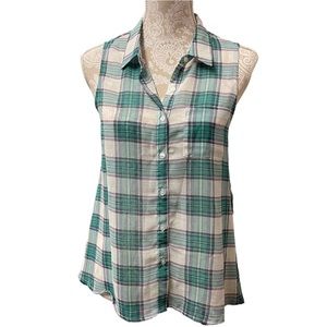 JACK Sleeveless Top Button Front Back Cutout Size XS